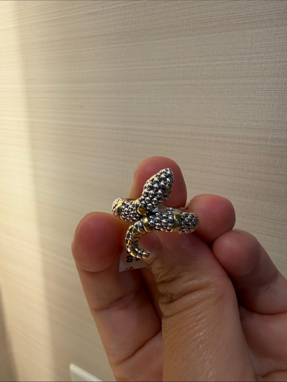 LAGOS Two-Tone Beaded Snake Wrap Ring - Silver & 18k Gold Rare Wonders Size 5 - Picture 3 of 3